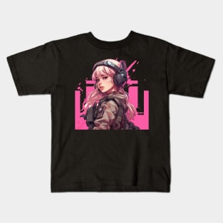 Anime Style Gamer Girl Kids T-Shirt